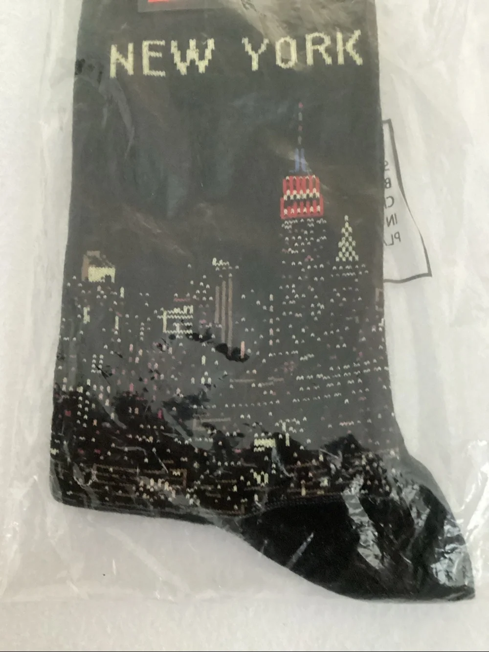 Hot Sox New York Black Crew Socks with NY City Skyline